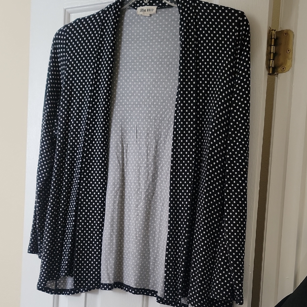 Chic Black and White Polka Dot Cardigan